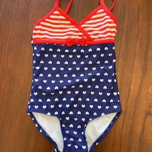 Jumping Beans American Flag Red and Blue Heart Pattern Swimsuit size 4